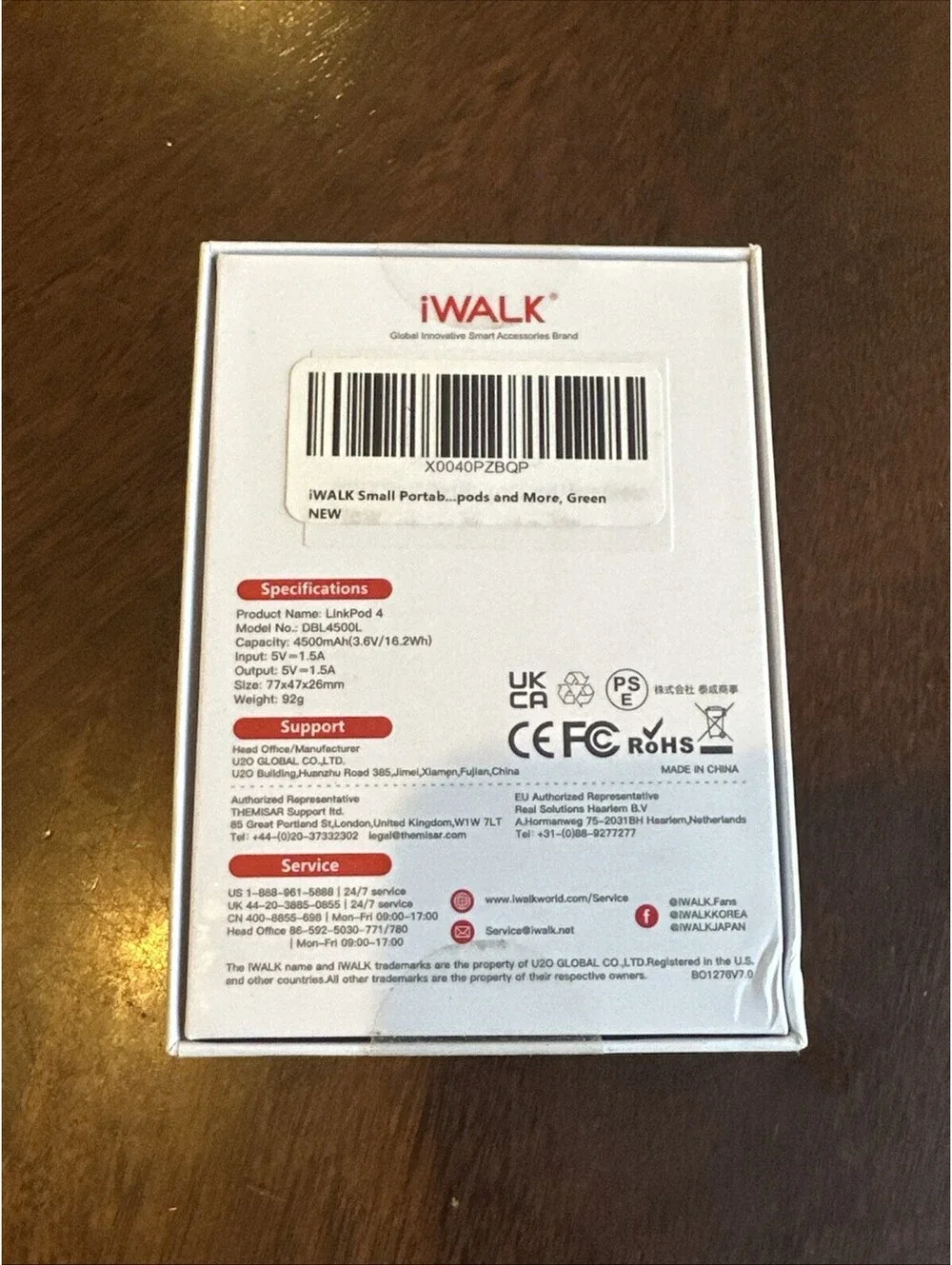 iWALK LinkPod4 4500mAh Portable iPhone Charger Powerbank - Green DBL4500L - New!